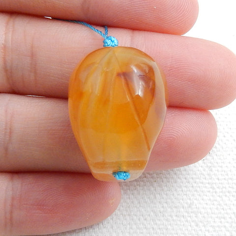 Natural Red agate Carving Skull Pendant, 23x19x17mm, 10.4g - MyGemGarden