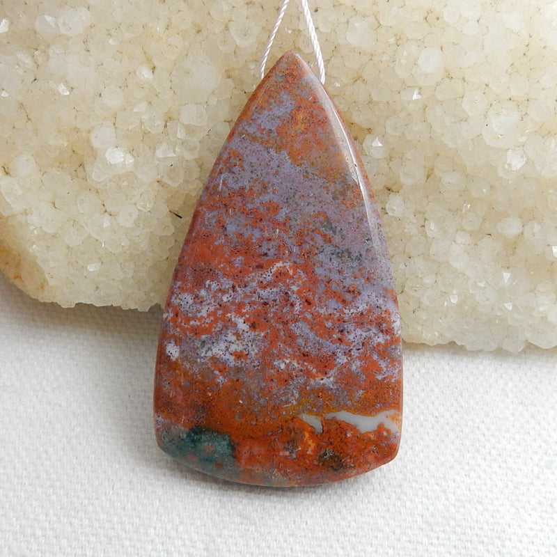 Natural Ocean Jasper Drilled Pendant Bead, 55x32x8mm, 22.3g - MyGemGarden