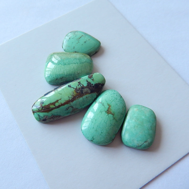 5PCS Freeform Turquoise Cabochon Pairs For Jewelry Making25x9x5mm,13x10x3mm 6.1g - MyGemGarden