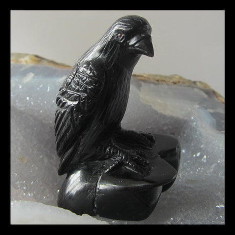 Black Agate Bird Carving Decoration , 38x27x60mm, 29.3g - MyGemGarden
