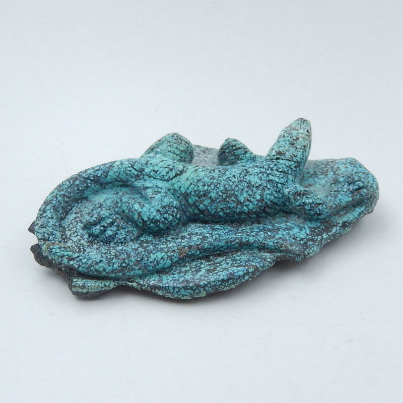 Handmade Turquoise Gemstone Lizard Carved Ornament, 80x50x17mm, 56.5g - MyGemGarden