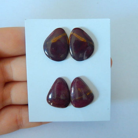 2 Pair Natural Mookaite  Jasper Cabochon 21x16x4mm,20x15x5mm,9.7g - MyGemGarden