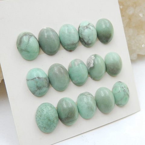 15 PCS Natural Oval Turquoise Gemstone Cabochons, 8x6x3mm, 3.2g - MyGemGarden