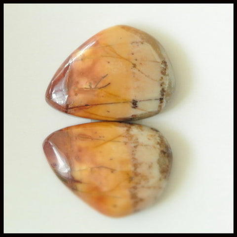 Natural Multi-Color Picasso Jasper Gemstone Cabochon Pair 20x15x5mm,4.5g - MyGemGarden