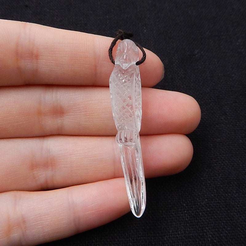 Carved Quartz Gemstone Bird Pendant, Fashion Pendant, Animal Necklace Pendant, Unique Pendant, 49x9x8mm, 3.7g - MyGemGarden