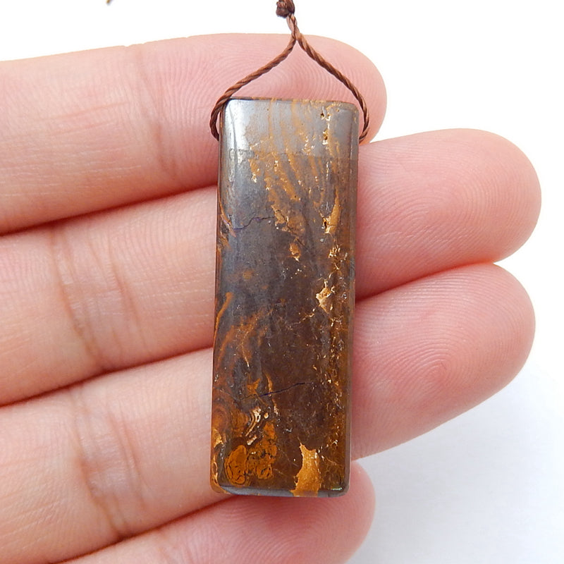 Natural Boulder opal Drilled Gemstone Pendant Bead, 34x12x6mm, 6.2g - MyGemGarden