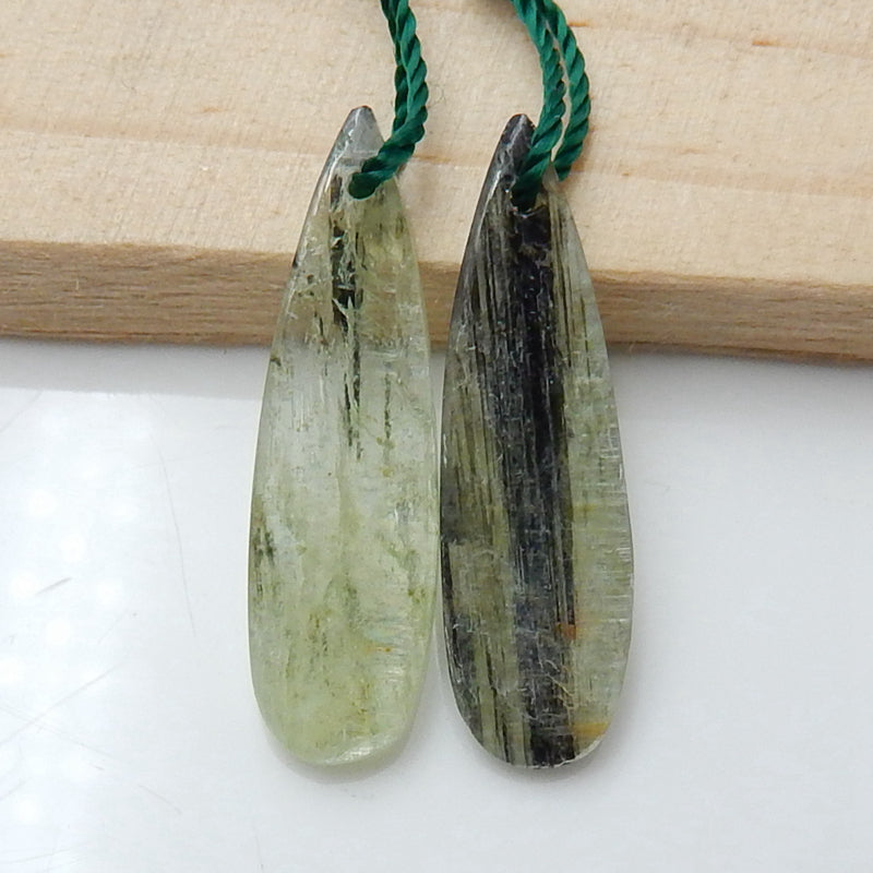Natural Green Kyanite Teardrop Earrings Pair, stone for Earrings making, 28x8x2mm, 3.9g - MyGemGarden
