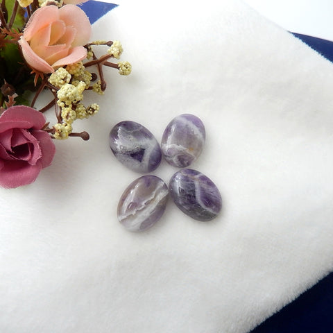 4 pcs Amethyst  Cabochon Pairs 22x17x6mm,22x16x6mm,14.4g - MyGemGarden