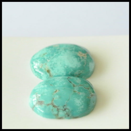 Natural Turquoise Gemstone Cabochon Pair 18x15x5mm,4.8g - MyGemGarden