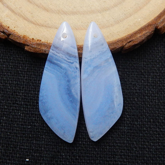 Natural Blue Lace Agate Earrings Beads, Stone For Earrings Making, 30x10x4mm, 3.5g - MyGemGarden