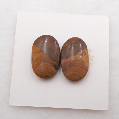 Us Biggs Jasper Gemstone Cabochon Pair, 18x11x5mm, 3.6g