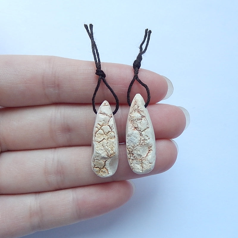 Natural Drusy Agate Earrings Pair 28x10x8mm,5.9g - MyGemGarden