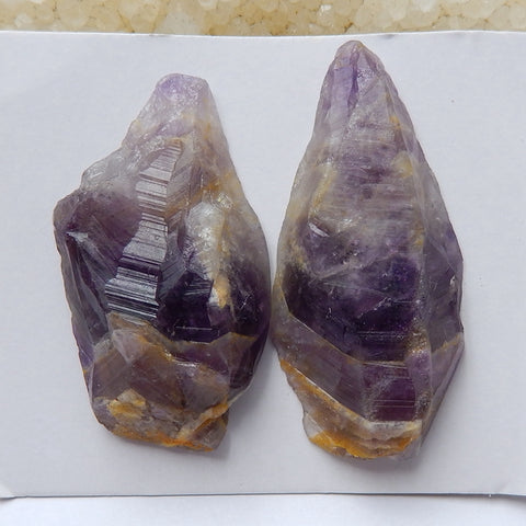 Natural Nugget Amethyst Gemstone Cabochon Pair, 48x23x8mm,44x24x9mm, 23g - MyGemGarden