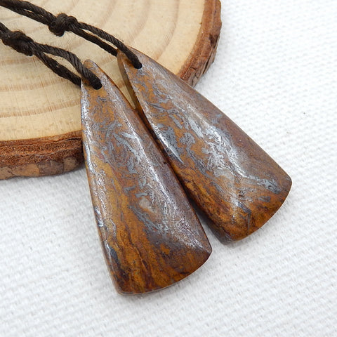 Natural Iron Tiger's Eye Earrings Pair, stone for Earrings making, 32x13x4mm, 5.6g - MyGemGarden