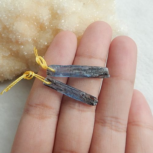 Sales 2pcs Blue Kyanite Gemstone Fashion Earrings Pair 28x5x3mm 26x5x3mm 1.7g - MyGemGarden