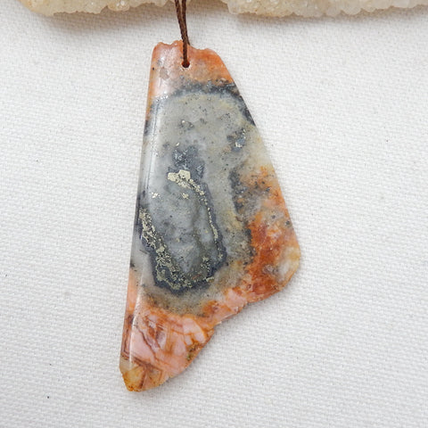 Natural Stone Argentina Rhodochrosite Drilled Gemstone Pendant Bead, 76x36x5mm, 26.1g - MyGemGarden