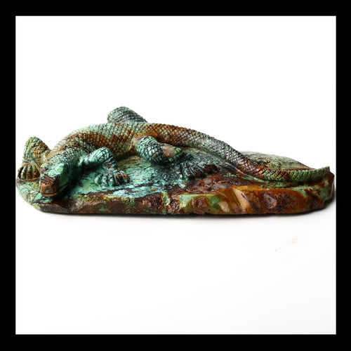 Natural Turquoise Lizard Carving Cabochon, 110x60x15mm, 87g - MyGemGarden