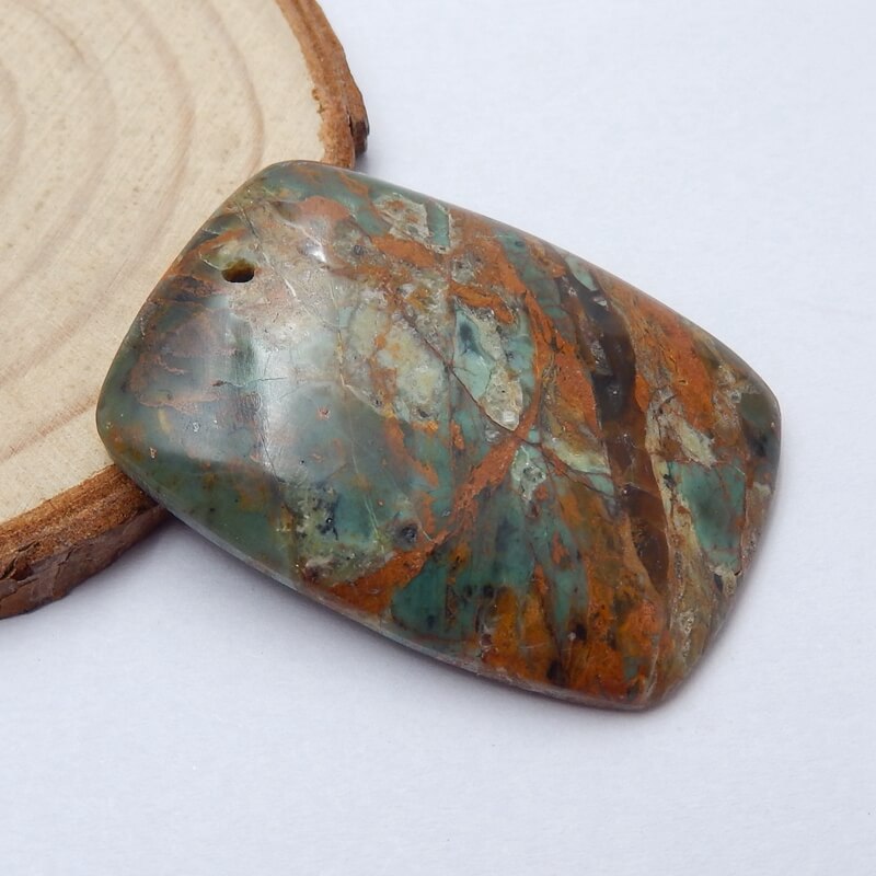Natural Green opal Drilled Pendant Bead, 28x39x6mm, 11.7g - MyGemGarden