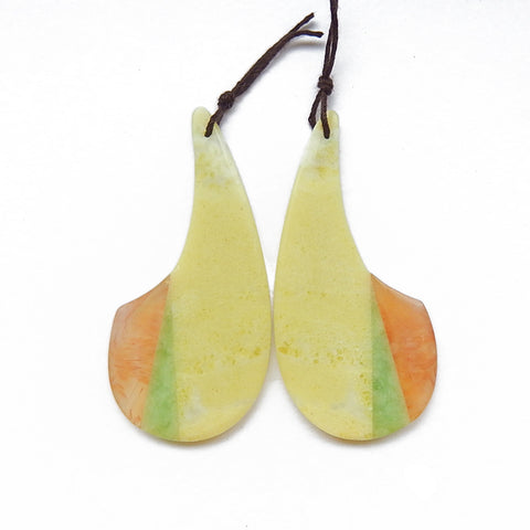Serpentine & Red Agate Stone Glued Gemstone Earrings Pair 61x29x5mm,117ct - MyGemGarden