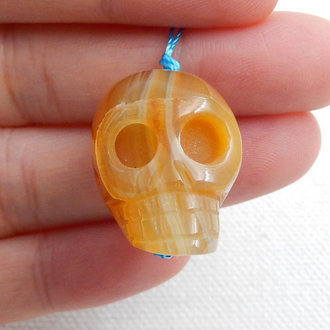Natural Red agate Carving Skull Pendant, 23x19x17mm, 10.4g - MyGemGarden