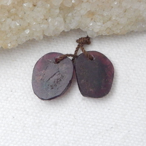 Garnet Earrings Stone Pair, stone for earrings making, 15x13x4mm, 3.5g - MyGemGarden
