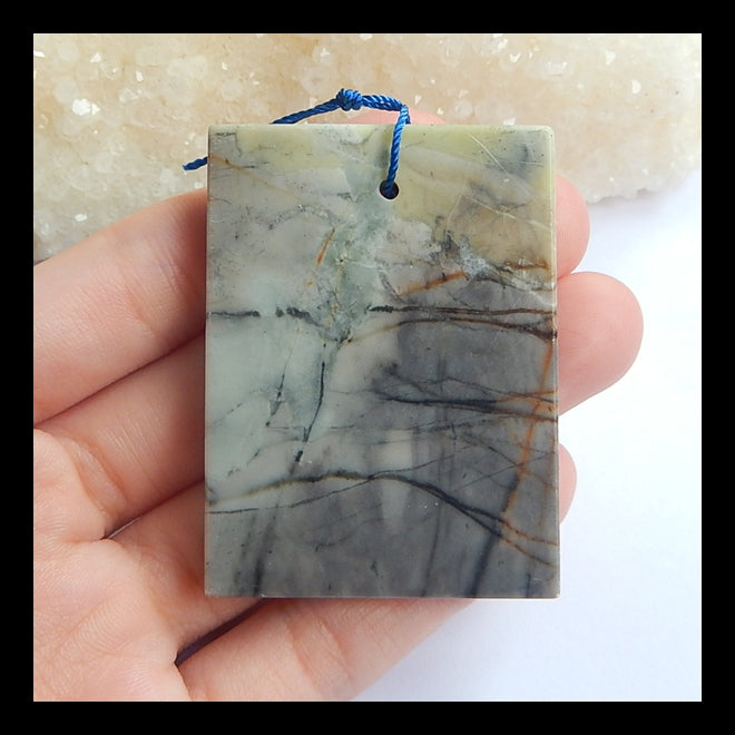 Picasso Jasper Gemstone Pendant Bead, 50x37x6mm, 29.6g - MyGemGarden