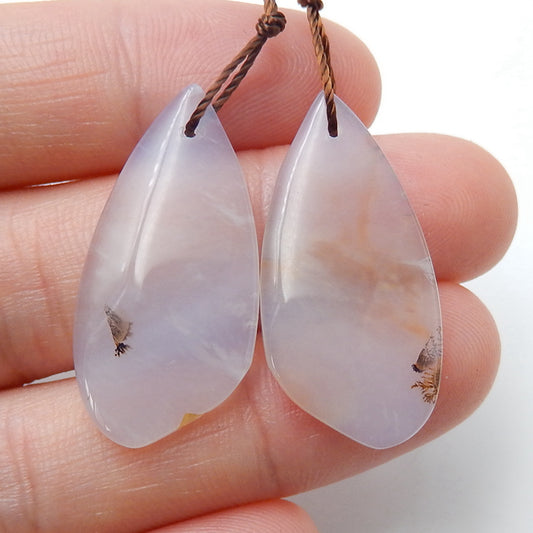 Natural Agate Earrings Pair, stone for Earrings making, 29x14x3mm, 3.7g - MyGemGarden