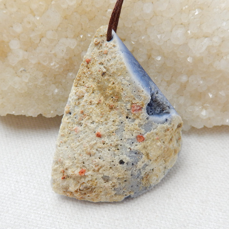 New, Blue Fossil Coral Gemstone Pendant, Nugget Pendant, 53x38x14mm, 23.2g - MyGemGarden