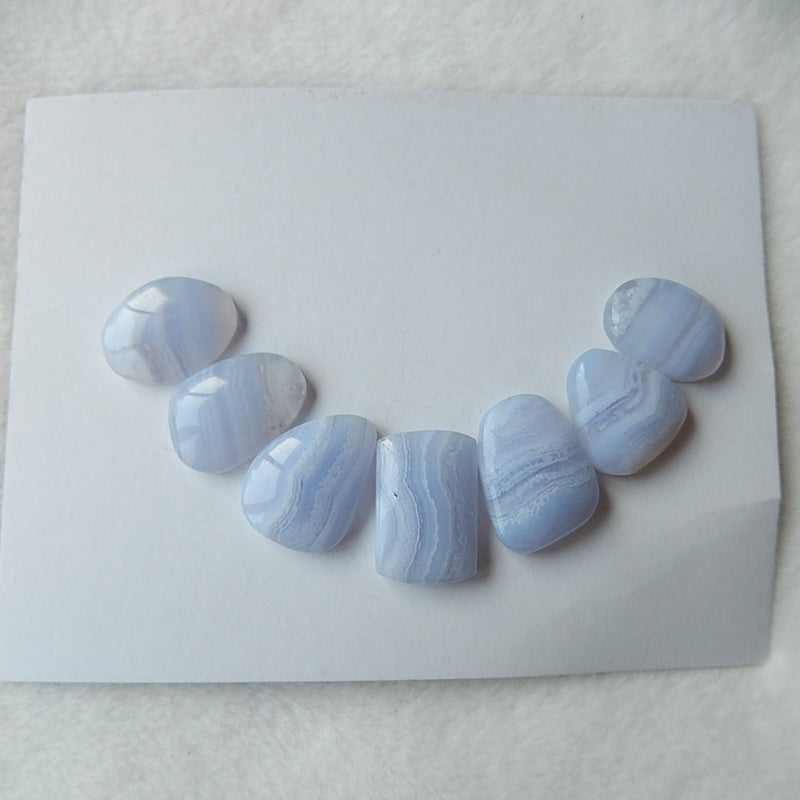 7pcs Blue Lace Agate Cabochon Paies 18x12x5mm,16x11x5mm,11.6g - MyGemGarden