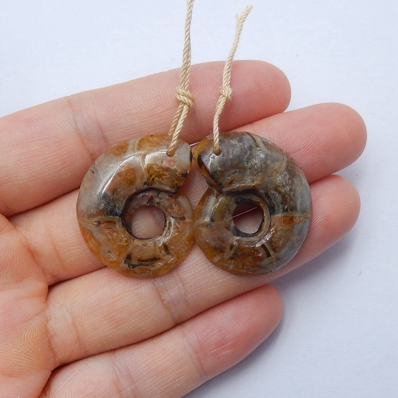 Natural Ammonite Fossil Earrings Pair stone for Earrings making, 26x22x5mm, 8.1g - MyGemGarden