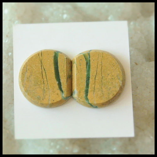 Natural Green Opal Gemstone Cabochon Pair 20x18x4mm,6.3g - MyGemGarden