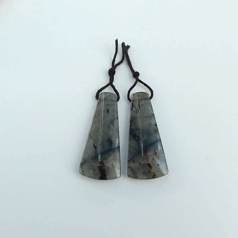 Labradorite Gemstone Natural Earrings Pair, 37x17x5mm,9.4g - MyGemGarden