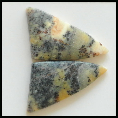 Natural Ocean Jasper Gemstone Cabochon Pair, 26x17x4mm, 4.1g - MyGemGarden