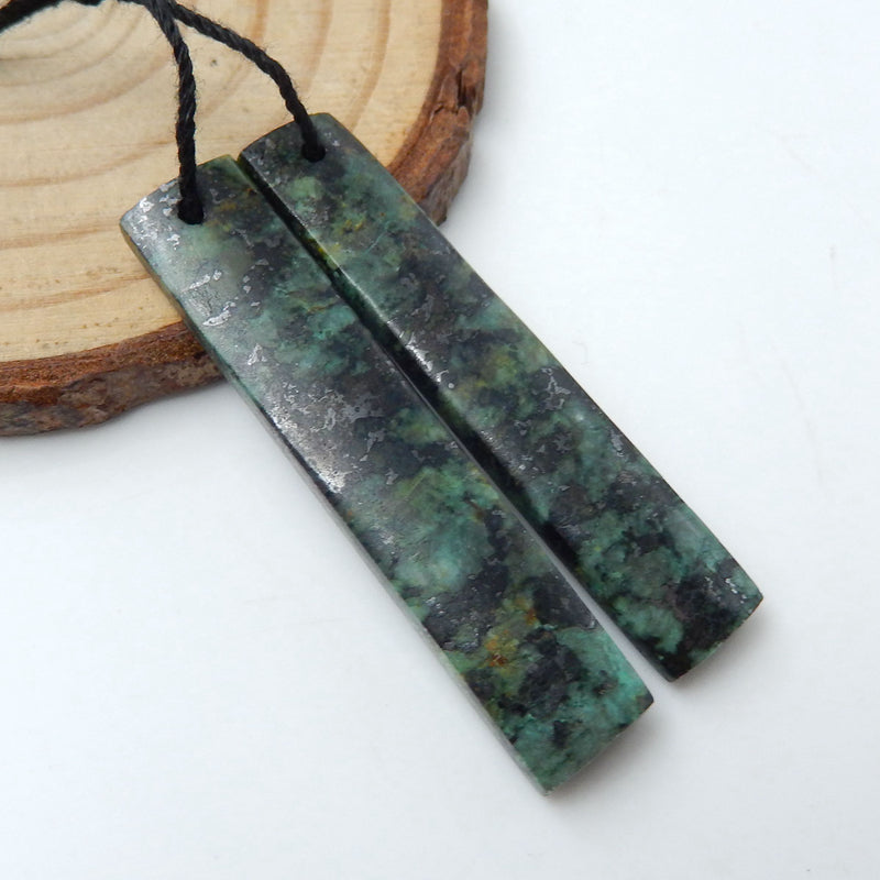 Natural African Turquoise Rectangle Earrings Beads, Stone For Earrings Making, 41x8x4mm, 5.5g - MyGemGarden