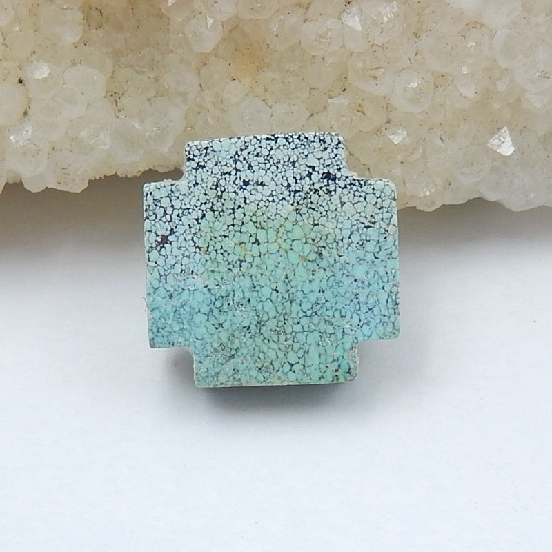 Natural Turquoise Carved cross Gemstone Cabochon, 14x14x4mm, 1.5g - MyGemGarden