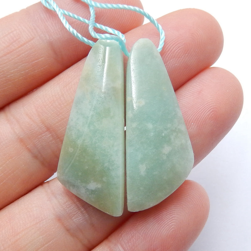Natural Amazonite Earrings Pair, stone for Earrings making, 31x14x5mm, 6.2g - MyGemGarden