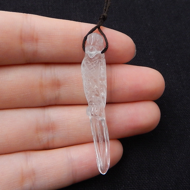 Carved Quartz Gemstone Bird Pendant, Fashion Pendant, Animal Necklace Pendant, Unique Pendant, 49x9x8mm, 3.7g - MyGemGarden