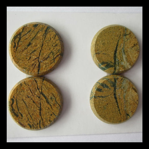 4pcs Green Opal 23mm round cabochons, 23x23x3mm, 14.5g - MyGemGarden