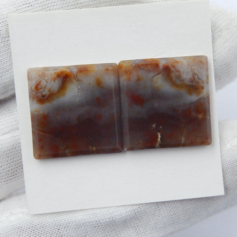 Ocean Jasper Gemstone Natural Cabochon pair, 18x18x3mm, 5.2g - MyGemGarden