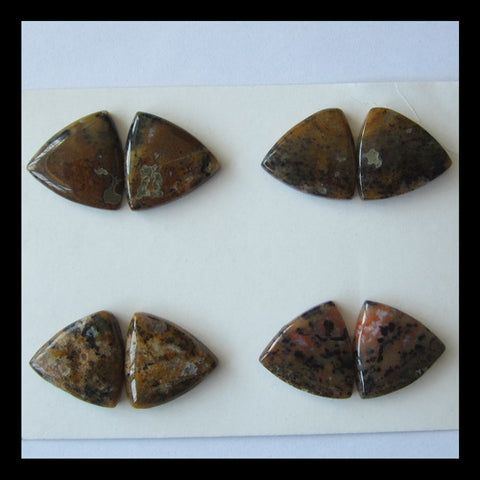 Petrified Wood Cabochon 4 Pairs 20x19x5mm,21.2g - MyGemGarden