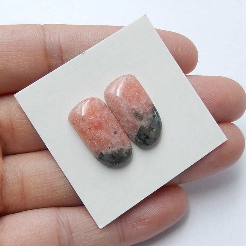 Natural Argentina Rhodochrosite Cabochon Pair, 18x10x4mm, 4.3g - MyGemGarden