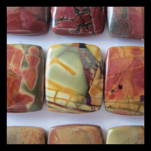 28 PCS Multi Color Picasso Jasper Cabochon 16x13x5mm,16x13x3mm,50g - MyGemGarden