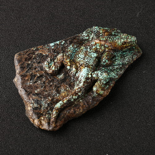 Turquoise Gemstone Lizard Carved Ornament, 90x18x15mm, 98g - MyGemGarden