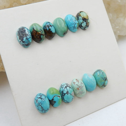 12 PCS Natural Oval Turquoise Gemstone Cabochons, 6x4x3mm, 1.8g - MyGemGarden