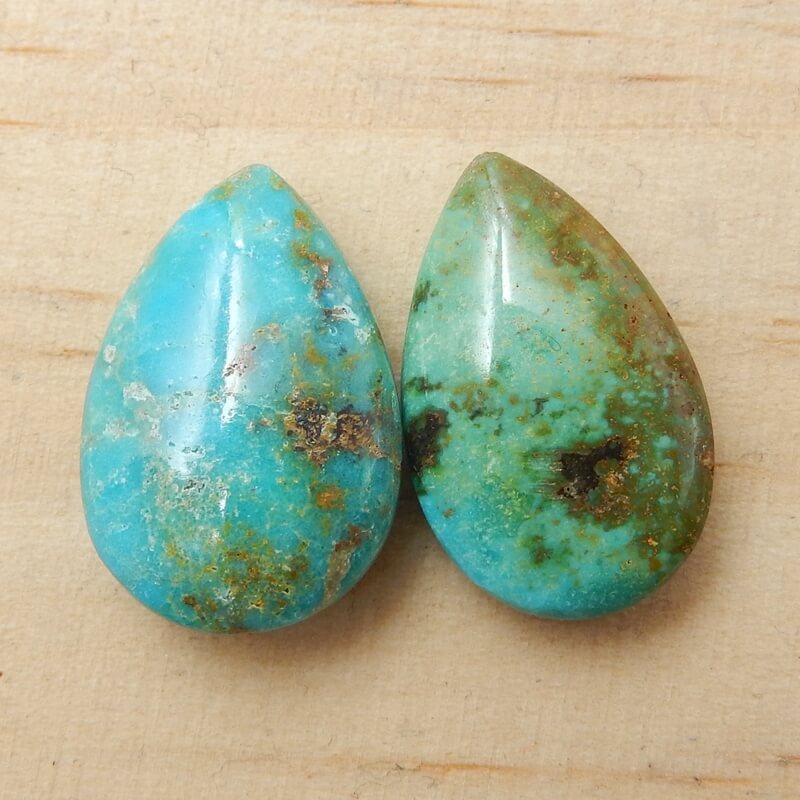 Sale 2 Pcs Turquoise Teardrop Gemstone Cabochon, 20x14x7mm, 21x13x7mm, 5.1g - MyGemGarden