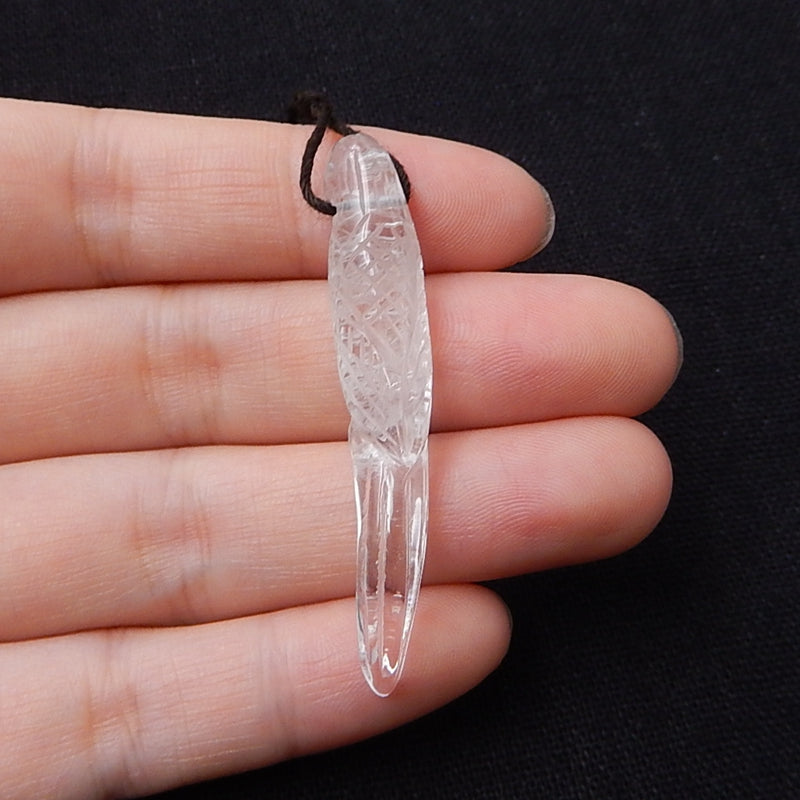 Carved Quartz Gemstone Bird Pendant, Fashion Pendant, Animal Necklace Pendant, Unique Pendant, 49x9x8mm, 3.7g - MyGemGarden