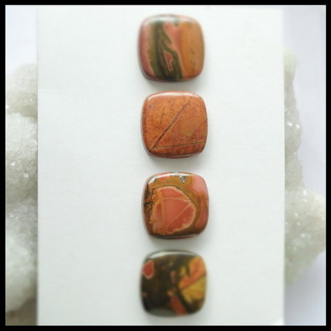 4PCS Natural Multi-Color Picasso Jasper Gemstone Cabochon 20x5mm,16.2g - MyGemGarden