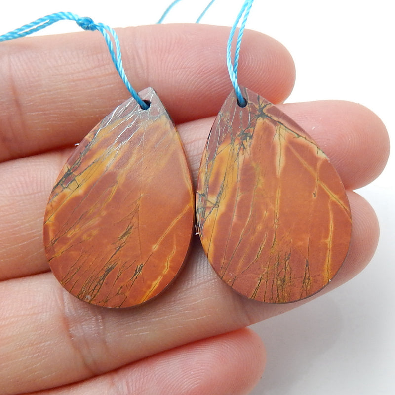 Natural Multi-Color Picasso jasper Teardrop Earrings Pair, stone for Earrings making, 29x20x3mm, 2.6g - MyGemGarden