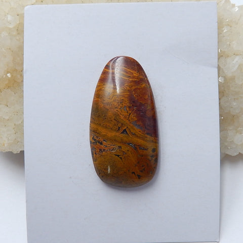 Natural Mushroom Jasper Gemstone Cabochon, 35x18x5mm, 7.1g - MyGemGarden