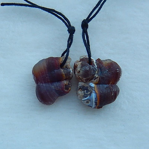 2 pcs Nugget 2pcs Of Fire Agate Gemstone Jewelry Pendant 15x13x7mm, 18x16x8mm, 4.7g - MyGemGarden